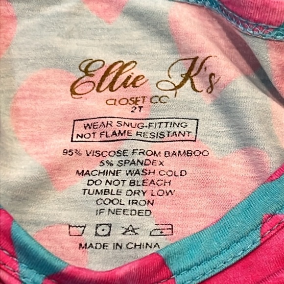 Ellie K’s Pink Heart Onesie w/Ruffles Diaper Snaps Size 2T Bamboo Blend Soft - Picture 3 of 7